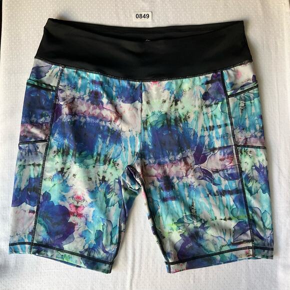 Rainbeau Women’s Short Leggings size XL (14/16), Blue & Black, Side Pockets - Picture 1 of 7